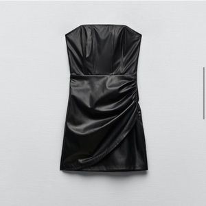 Zara strapless leather wrap dress